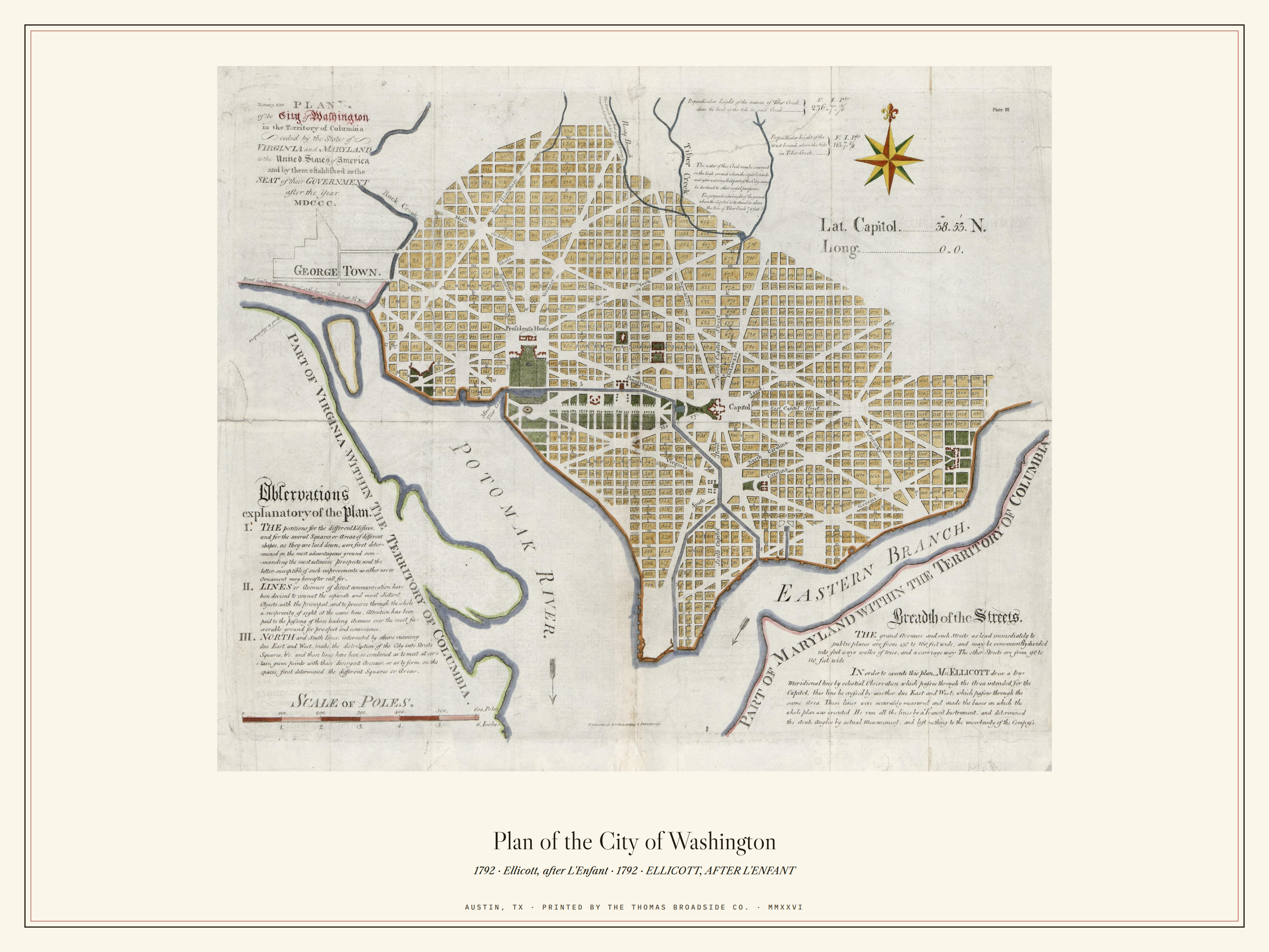 Plan of the City of Washington, Ellicott after L’Enfant, 1792